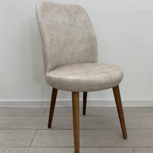 Set van 6 stoelen Mariah beige met bruine poten