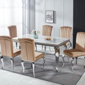 EETTAFEL KRISTAL EN STOEL MELISSA KLEUR CRÈME
