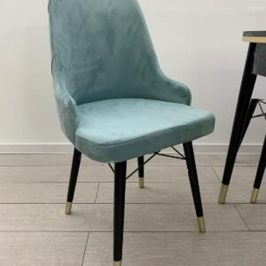 Set van 6 stoelen Laura turquoise met zwarte poten
